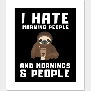 Funny Lazzy Sloth with a Coffee Cup Posters and Art